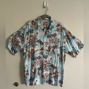 Vintage Campia Moda Tropical Hawaiian Shirt - Blue Palm & Floral Print - Size XL